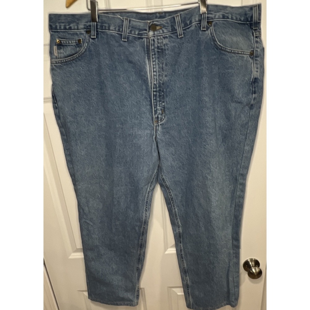 Carhartt Relaxed Fit Medium Wash Blue Denim Straight Jeans Men's 48 x 30 Regular